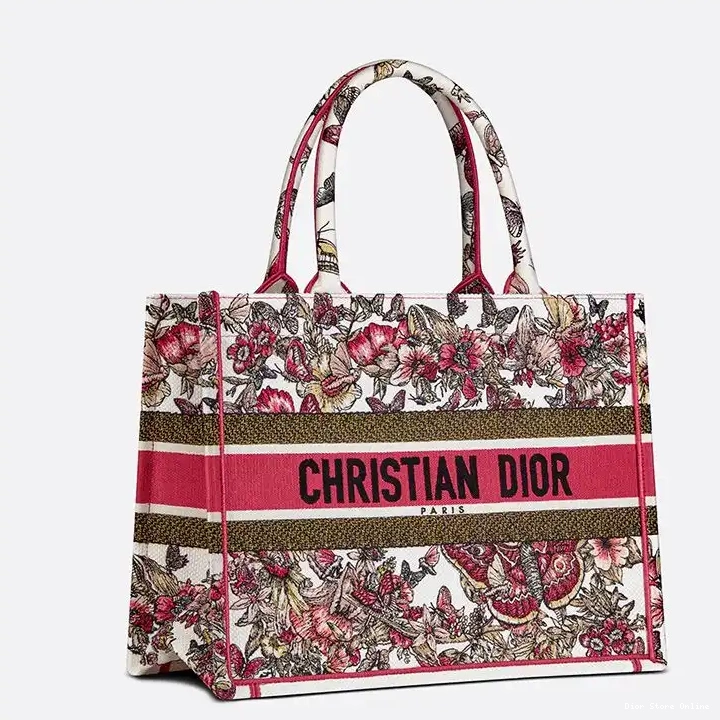 Cheap Tote Dior Butterfly Motif Book Multicolor Canvas 0415 Hot Sale